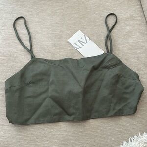 Brand new Zara satiny green tie bra top